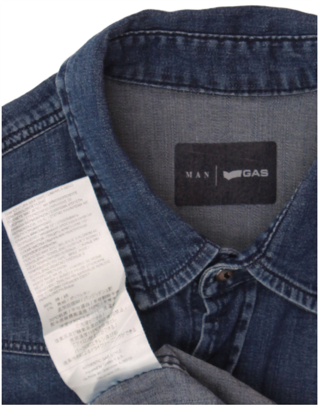 GAS Mens Denim Shirt Small Blue Cotton