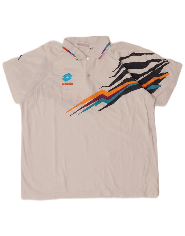 Lotto Mens Graphic Polo Shirt Large White Cotton