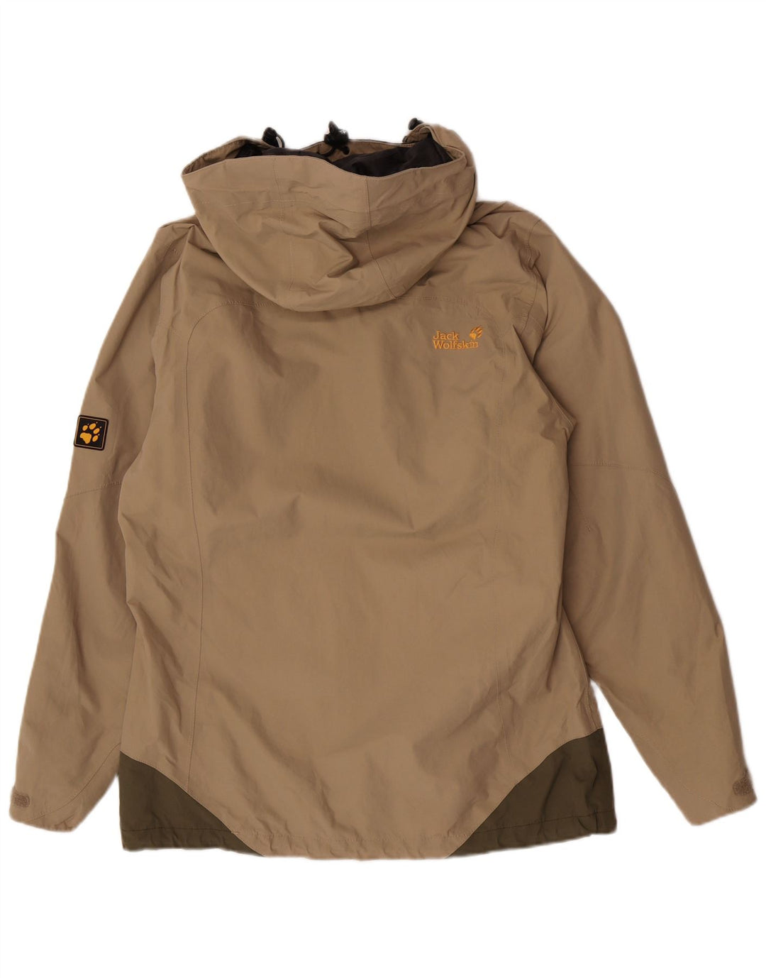 Женская дождевик с капюшоном Jack Wolfskin, Великобритания, 12/14, средний бежевый, цветной блок