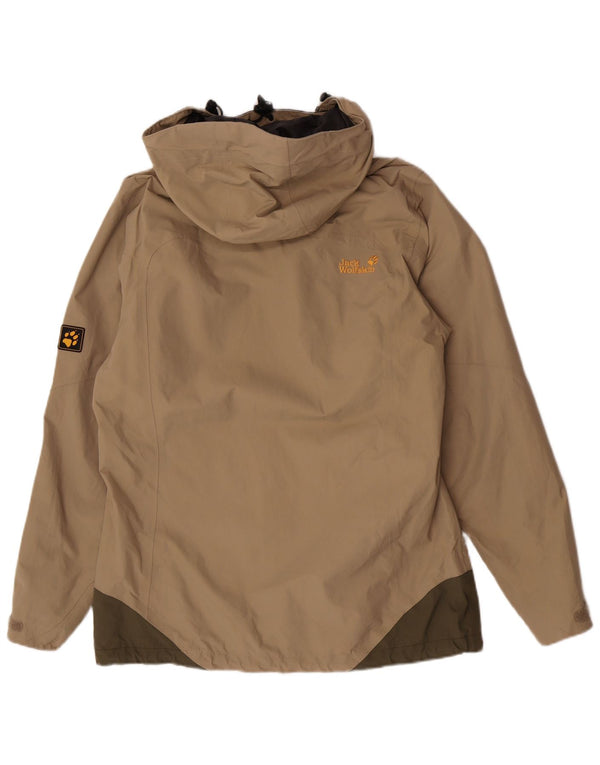 Женская дождевик с капюшоном Jack Wolfskin, Великобритания, 12/14, средний бежевый, цветной блок
