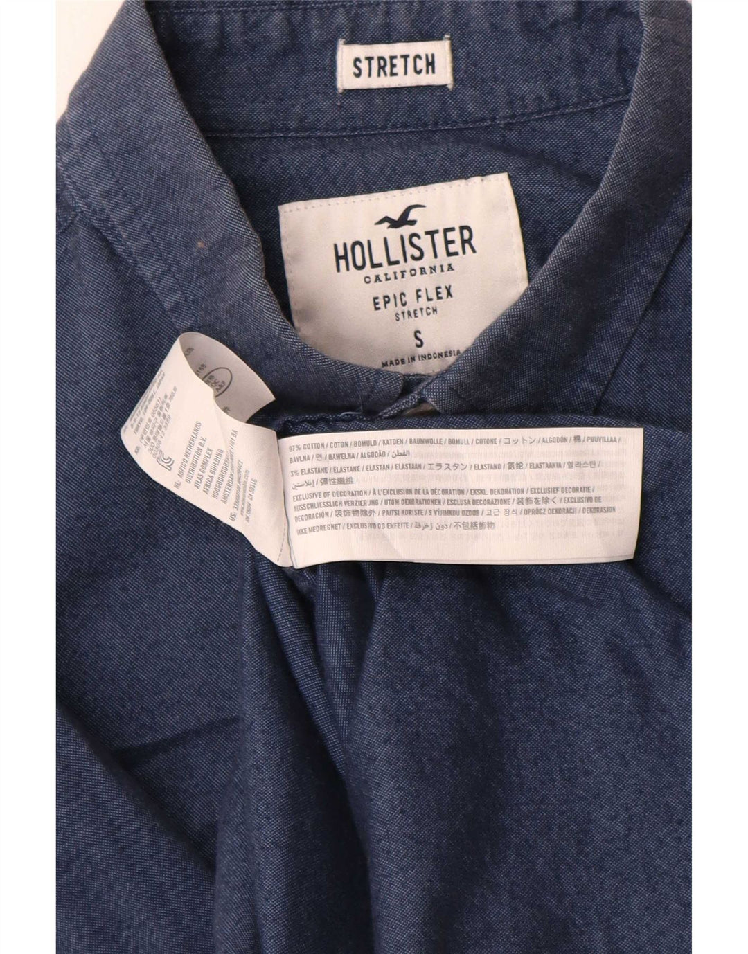 Мужская рубашка Hollister, маленькая, темно-синяя, хлопок