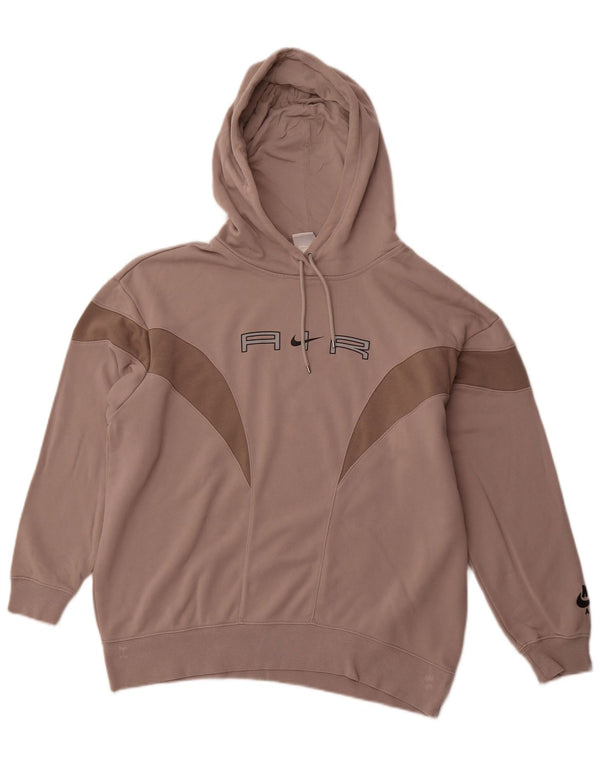 Мужской джемпер с капюшоном свободного кроя NIKE, маленький коричневый, хлопок с цветными блоками