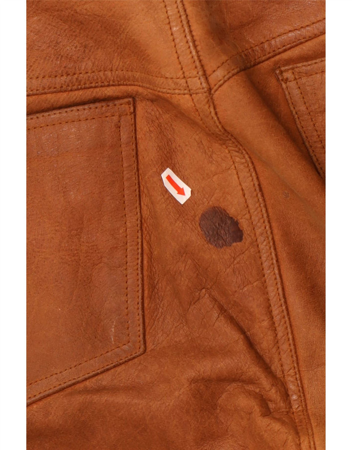 Винтажные мужские прямые кожаные брюки W36 L33 коричневые кожаные