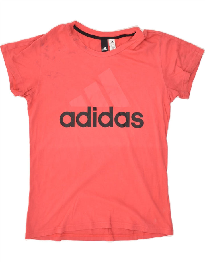 ADIDAS Womens Graphic T-Shirt Top UK 12/14 Medium Red Cotton | Vintage Adidas | Thrift | Second-Hand Adidas | Used Clothing | Messina Hembry 