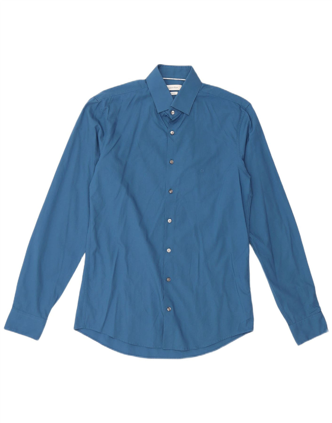 CALVIN KLEIN Мужская рубашка приталенного кроя, размер 38 15, средний синий хлопок