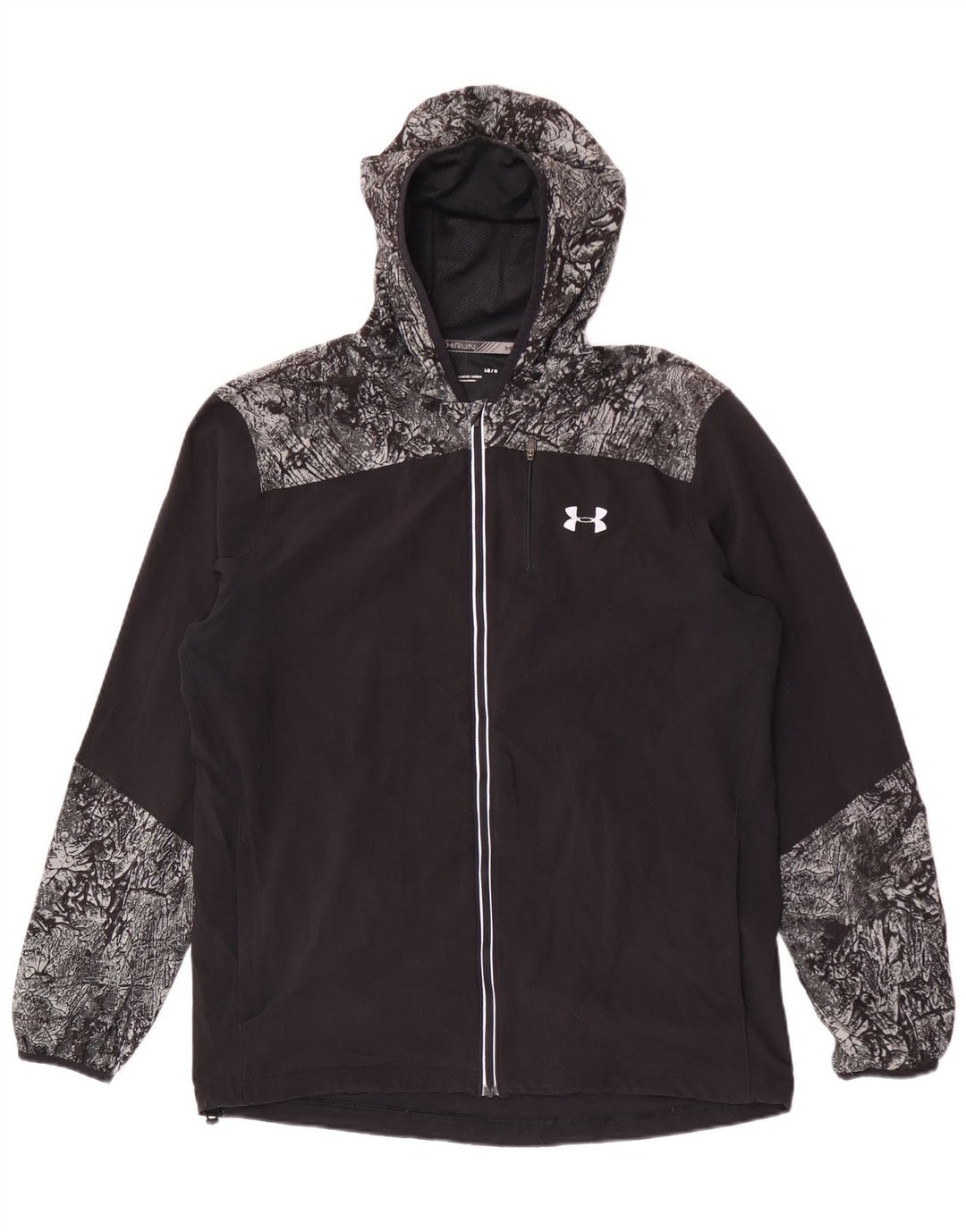 Мужской спортивный костюм с капюшоном для бега Under Armour, большая черная куртка с геометрическим узором