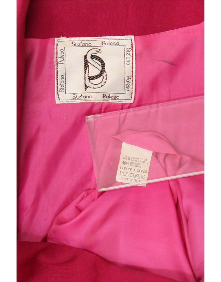 Винтажный женский двубортный пиджак из вискозы, Великобритания 14, средний розовый цвет