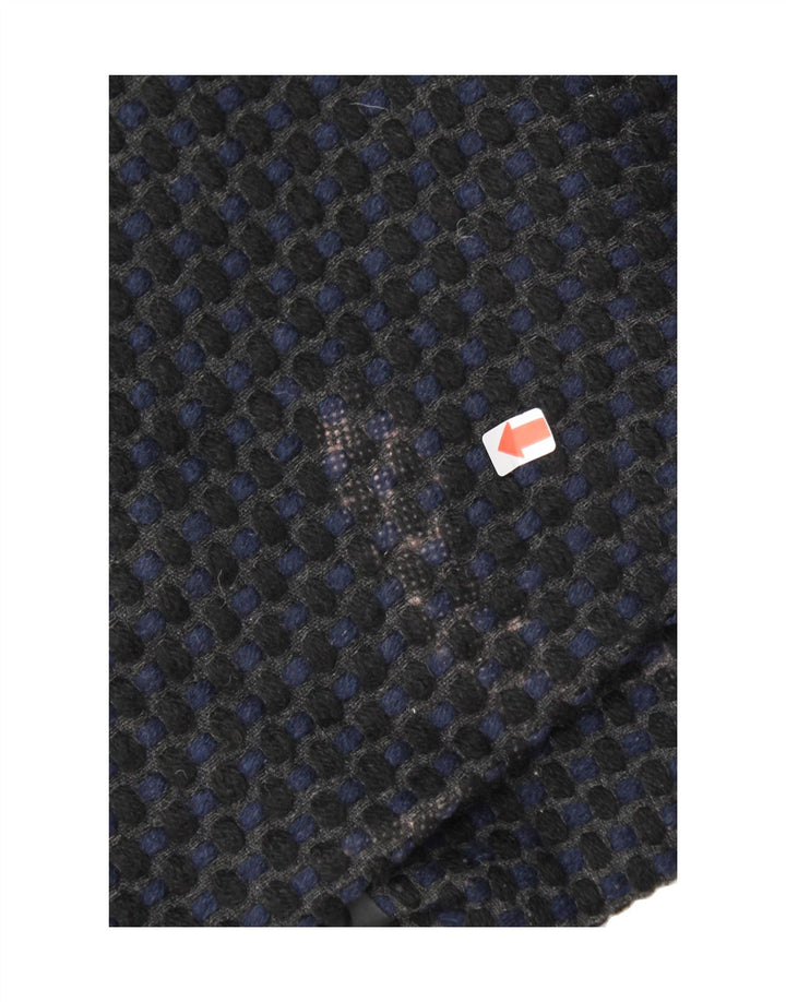 DESIGUAL Womens Overcoat EU 42 Large Navy Blue Floral Wool Vintage Desigual and Second-Hand Desigual from Messina Hembry 
