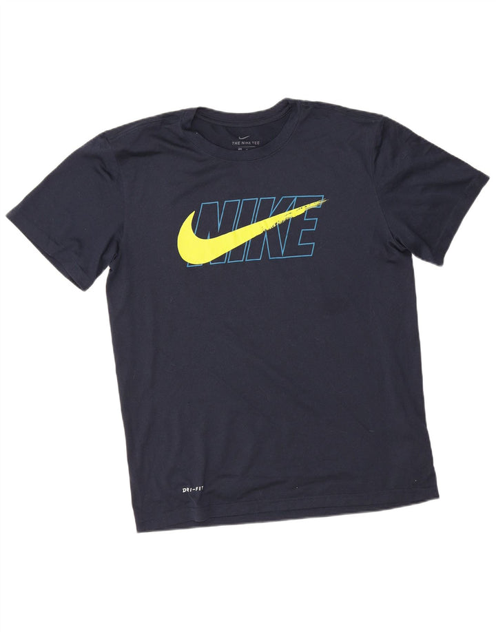 Мужская футболка Nike Dri Fit с графическим принтом, средний темно-синий полиэстер