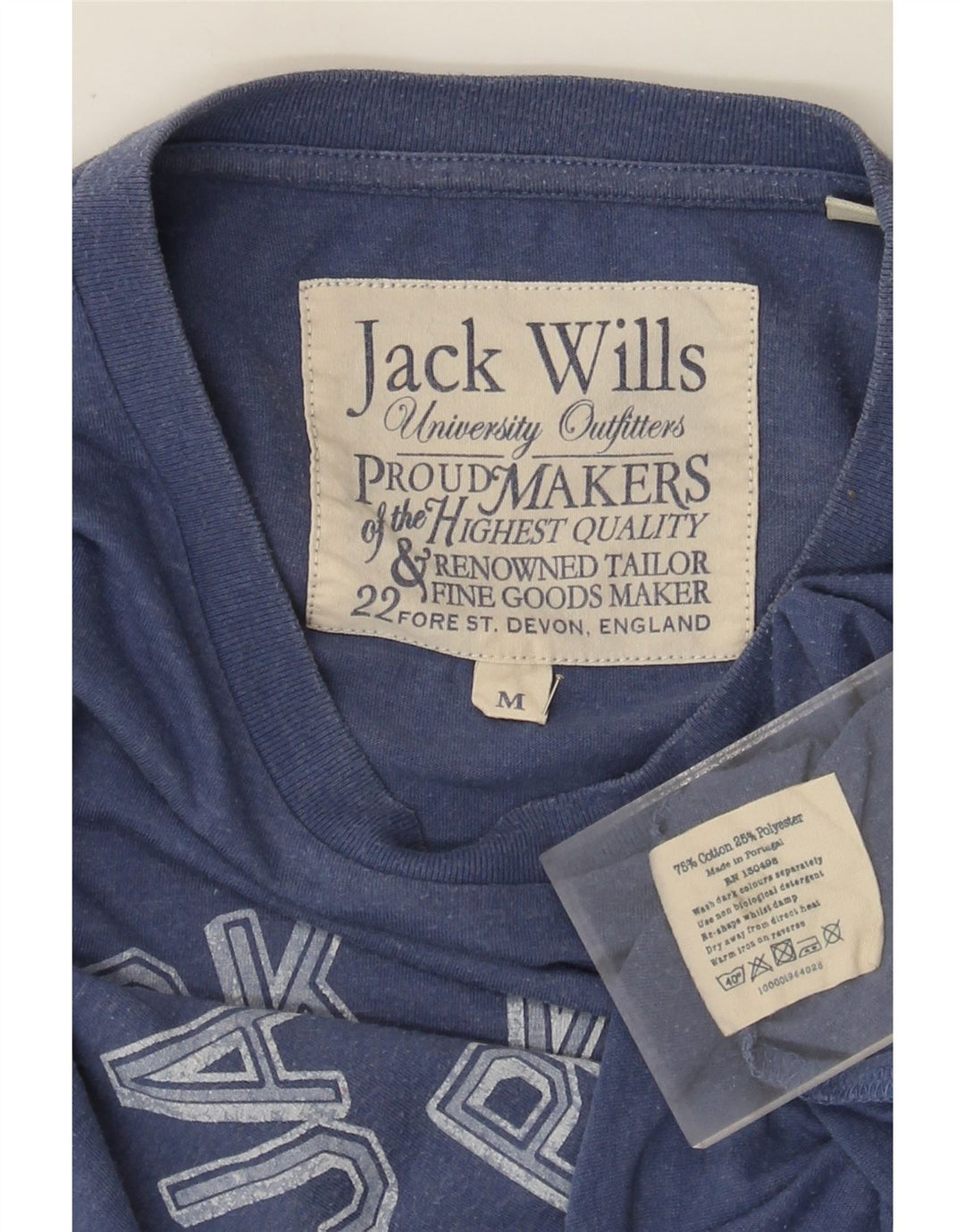 Мужская футболка с рисунком Jack Wills, хлопковый топ среднего синего цвета