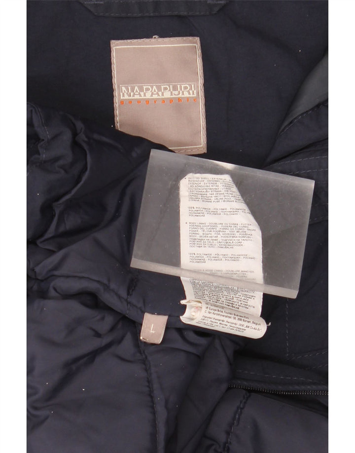 Мужской анорак с капюшоном Napapijri UK 40, большой темно-синий полиамид