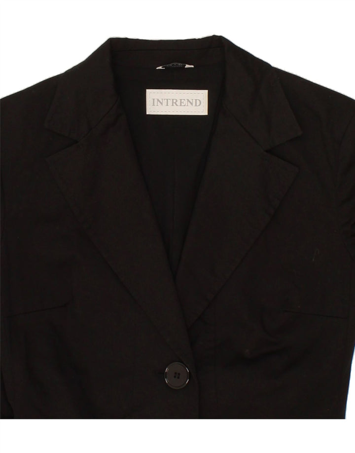 INTREND Womens 2 Button Blazer Jacket UK 8 Small Black Cotton Vintage Intrend and Second-Hand Intrend from Messina Hembry 