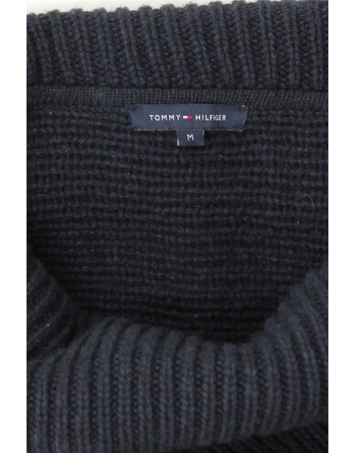 TOMMY HILFIGER Womens Roll Neck Poncho Jumper UK 14 Medium Navy Blue