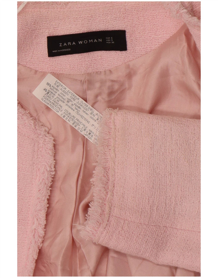 Zara Женское открытое пальто UK 10, маленький розовый хлопок