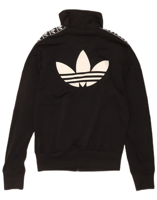 Женский спортивный костюм Adidas с графическим рисунком, верхняя куртка UK 10, маленький черный спортивный костюм