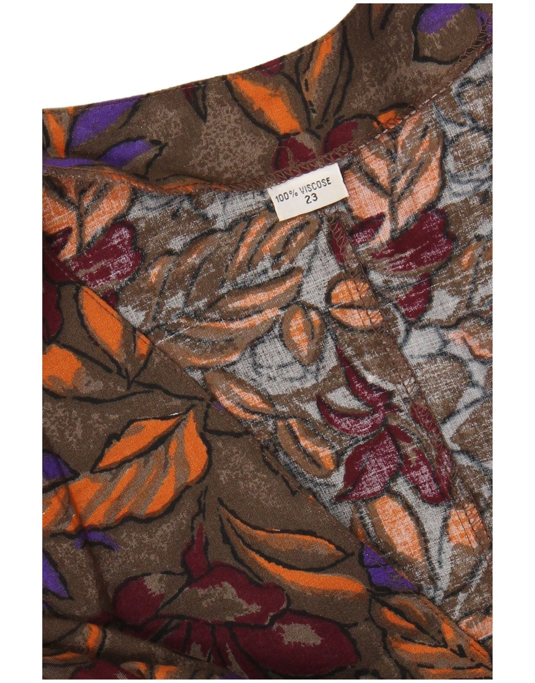 Женская блузка-рубашка VINTAGE UK 20 2XL Коричневая вискоза с цветочным принтом