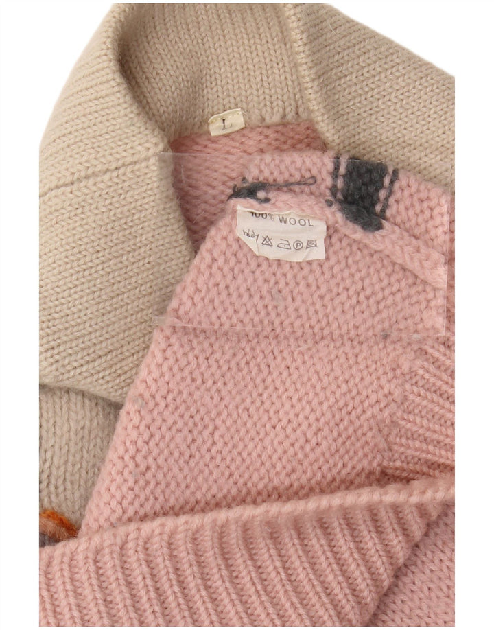 ВИНТАЖНЫЙ женский удлиненный джемпер с высоким воротником, Великобритания, 16, большой розовый