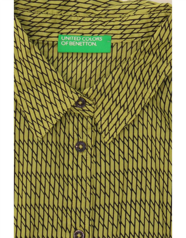 Женская рубашка Benetton UK 16, большая зеленая с геометрическим рисунком
