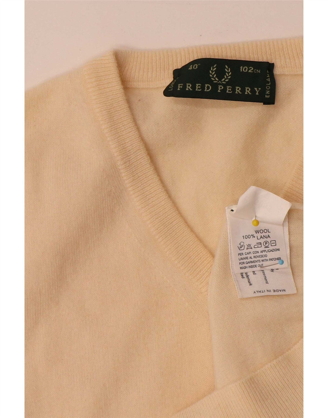 Мужская майка-майка Fred Perry, маленькая, бежевая, шерстяная