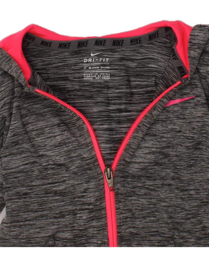 NIKE Girls Zip Hoodie Sweater 3-4 Years Grey Polyester Vintage Nike and Second-Hand Nike from Messina Hembry 