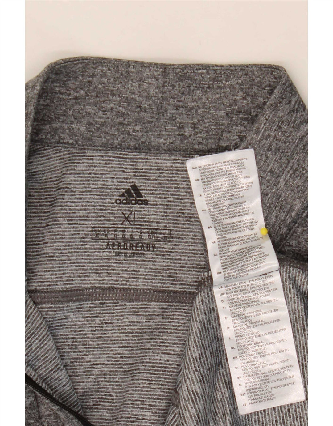 Мужской пуловер с воротником на молнии Adidas Aeroready, спортивный костюм, топ XL, серый в крапинку
