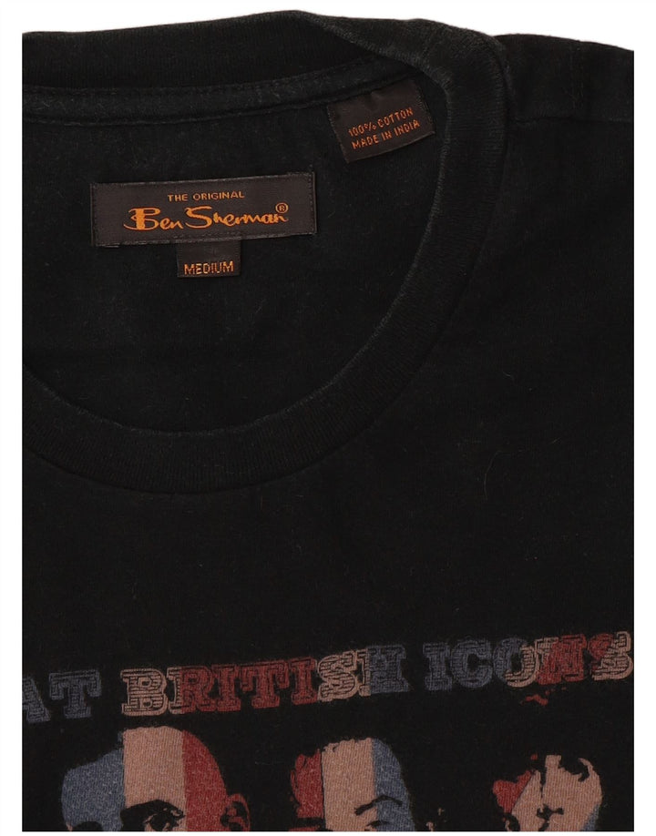 Ben Sherman Мужская футболка с рисунком Топ среднего размера, черный хлопок