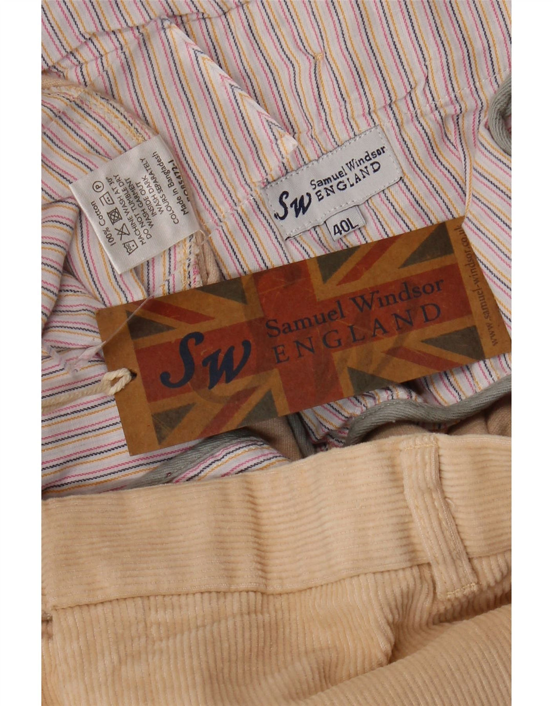 SAMUEL WINDSOR Мужские прямые вельветовые брюки W40 L33 Бежевый хлопок