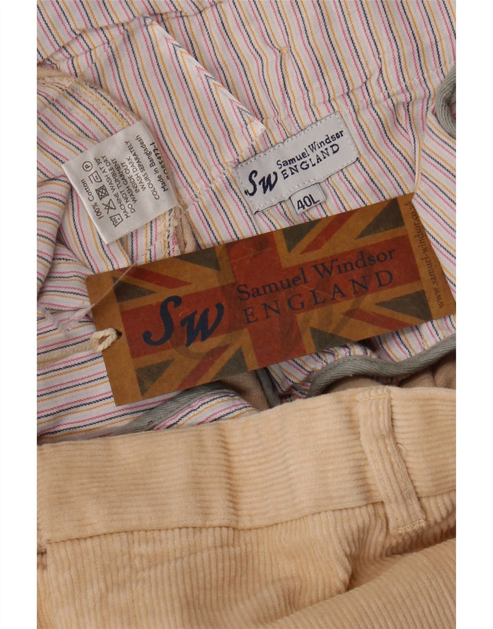 SAMUEL WINDSOR Мужские прямые вельветовые брюки W40 L33 Бежевый хлопок