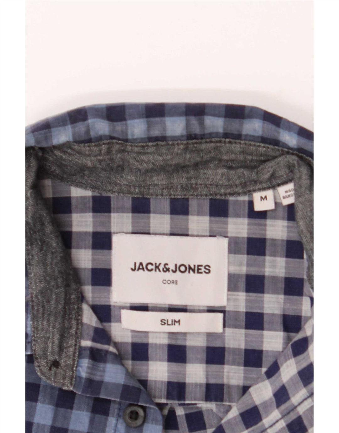 Мужская рубашка приталенного кроя Jack & Jones, средний синий в клетку