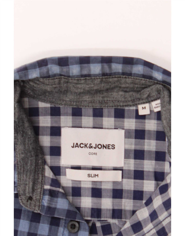 Мужская рубашка приталенного кроя Jack & Jones, средний синий в клетку