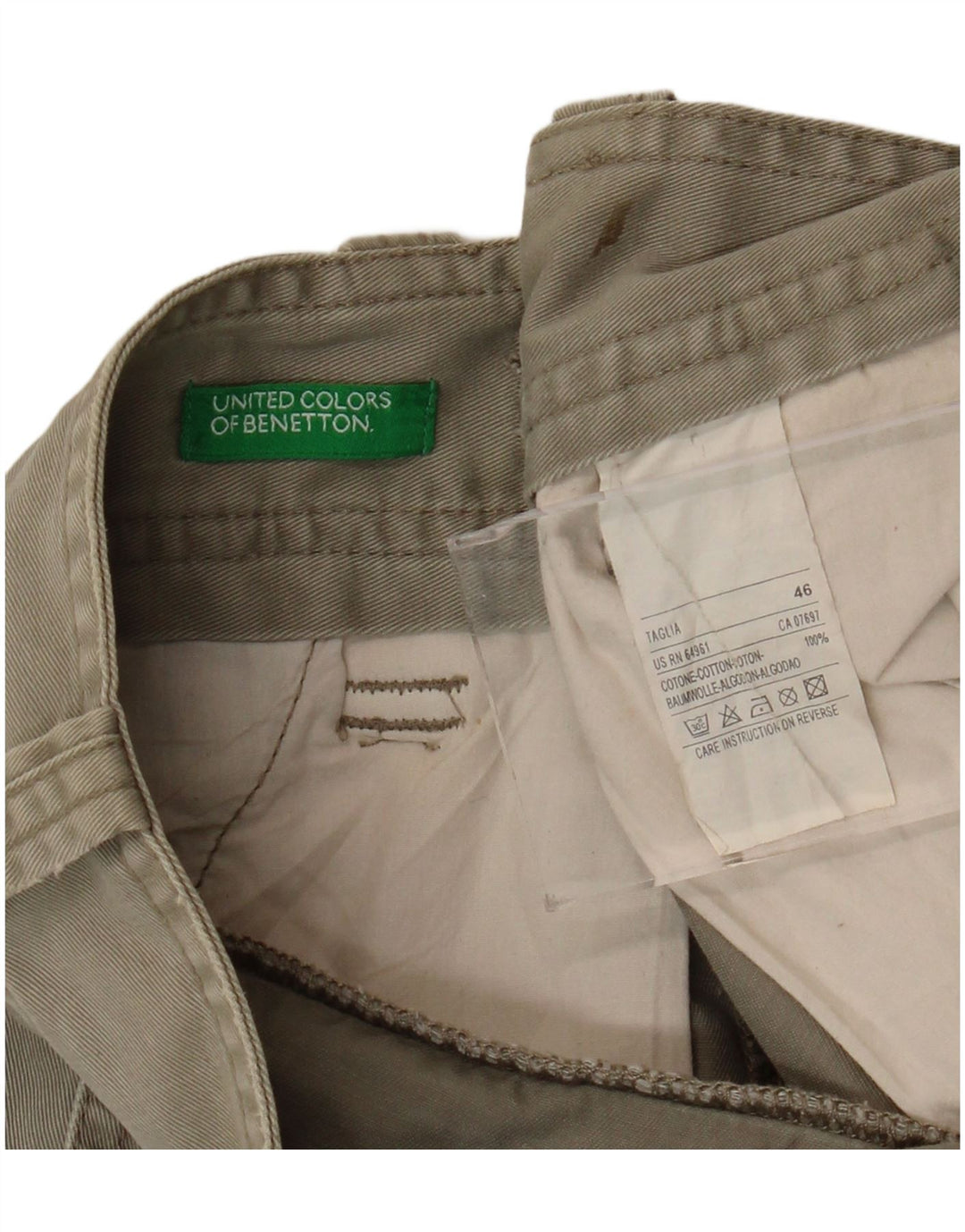 Мужские шорты-карго BENETTON IT 46 Small W32 Бежевые, хлопок