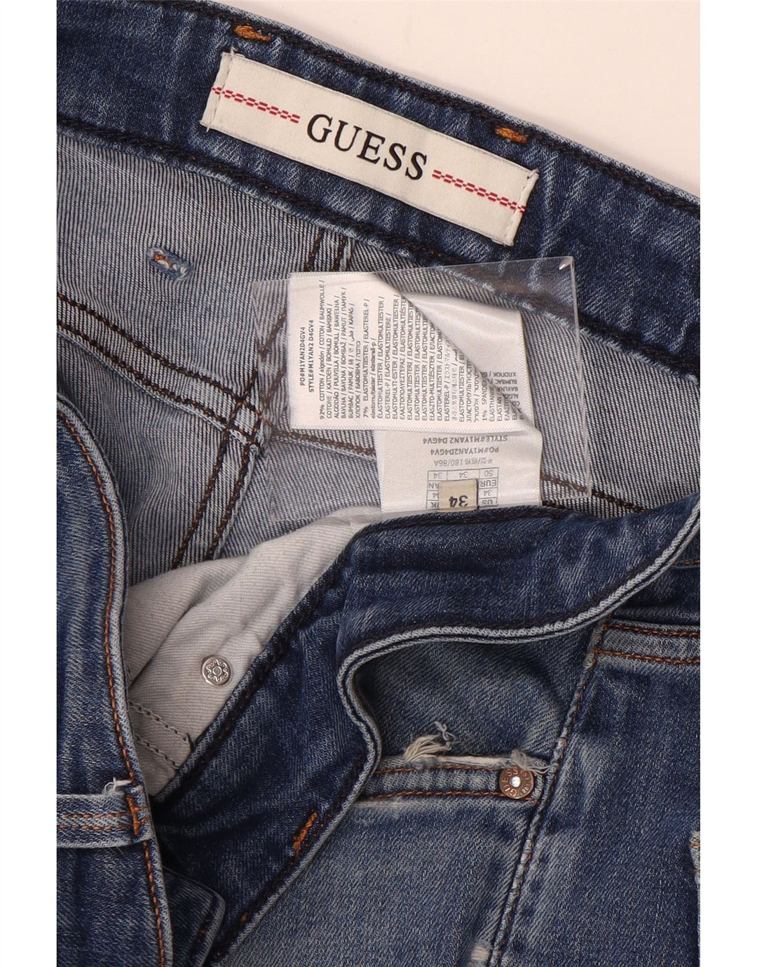 Мужские узкие джинсы Guess Angels W34 L31, синие, хлопок