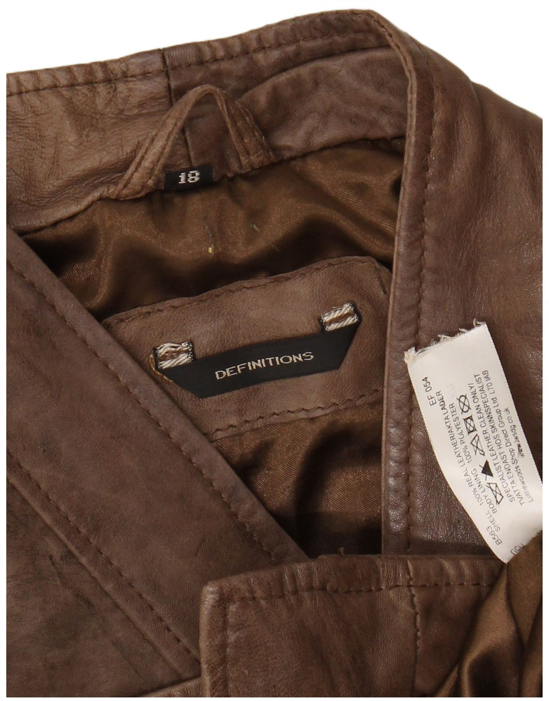 ВИНТАЖНАЯ женская укороченная кожаная косуха UK 18 XL Коричневая кожаная