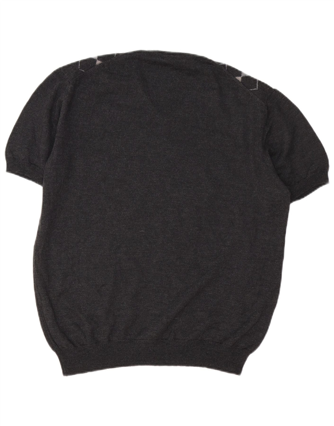 ВИНТАЖНЫЙ женский джемпер с v-образным вырезом, Великобритания 16, большой серый аргайл/ромб