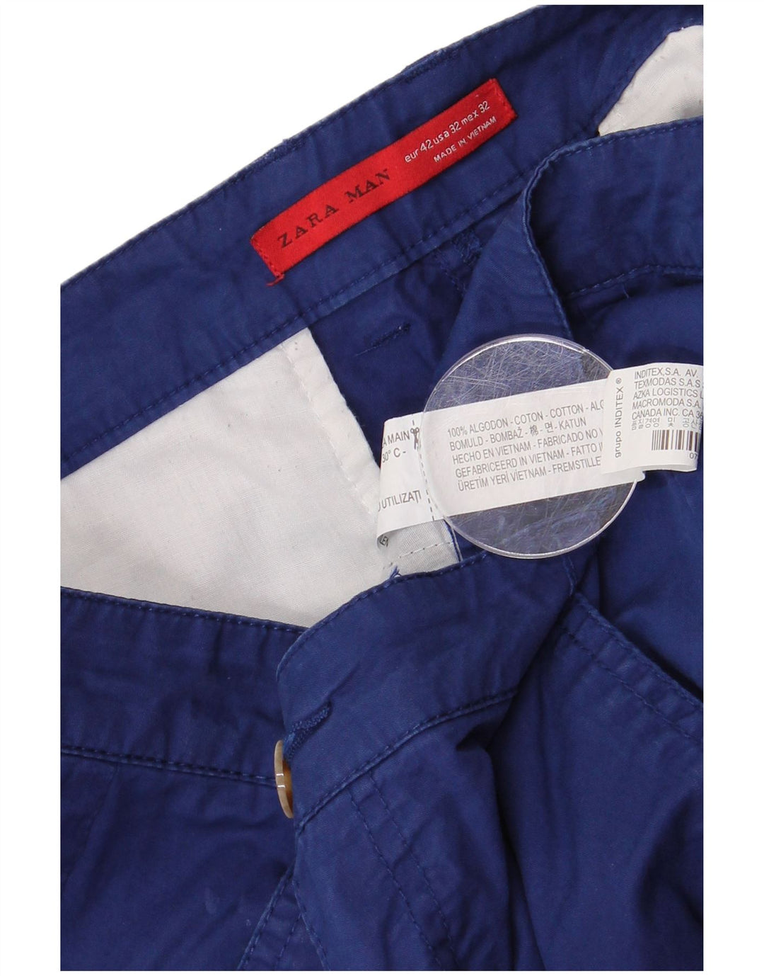 Мужские шорты чинос ZARA EU 42, большие размеры W32, синие, хлопок