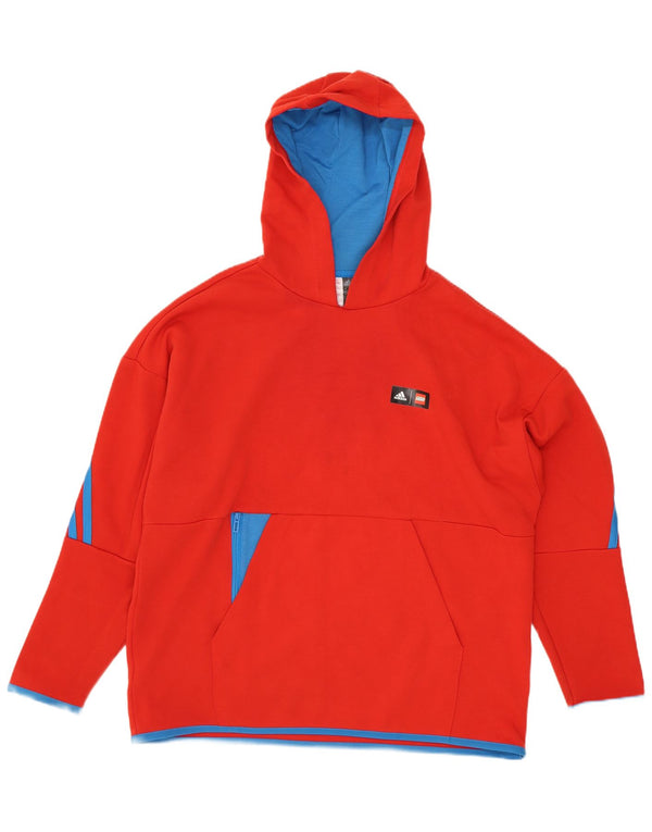 Джемпер с капюшоном Adidas для мальчиков 11-12 лет, красный, хлопок с цветными блоками