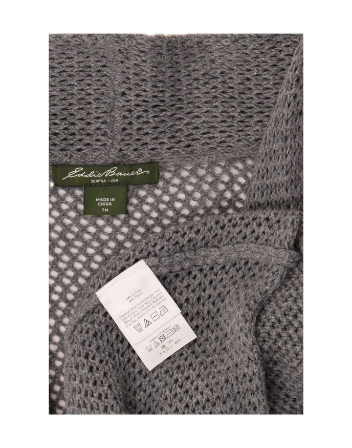 EDDIE BAUER Womens Longline Crochet Cardigan Sweater UK 12 Medium Grey Vintage Eddie Bauer and Second-Hand Eddie Bauer from Messina Hembry 