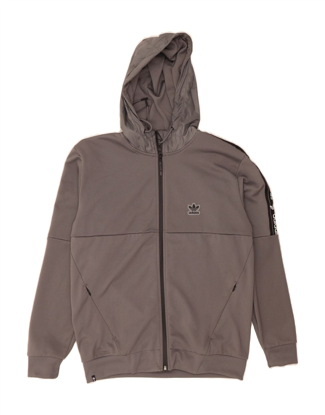 ADIDAS Mens Graphic Zip Hoodie Sweater Medium Grey Polyester Vintage Adidas and Second-Hand Adidas from Messina Hembry 