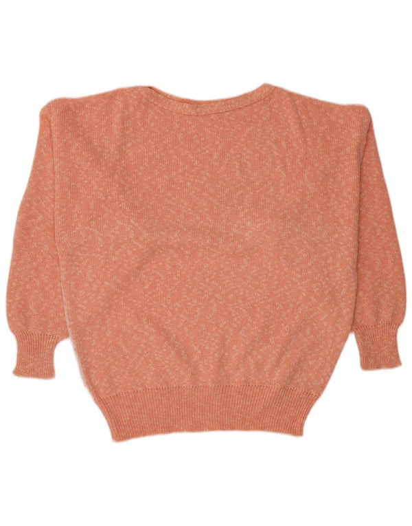 Винтажный женский джемпер с вырезом «лодочка», Великобритания, 18 XL, розовый в крапинку