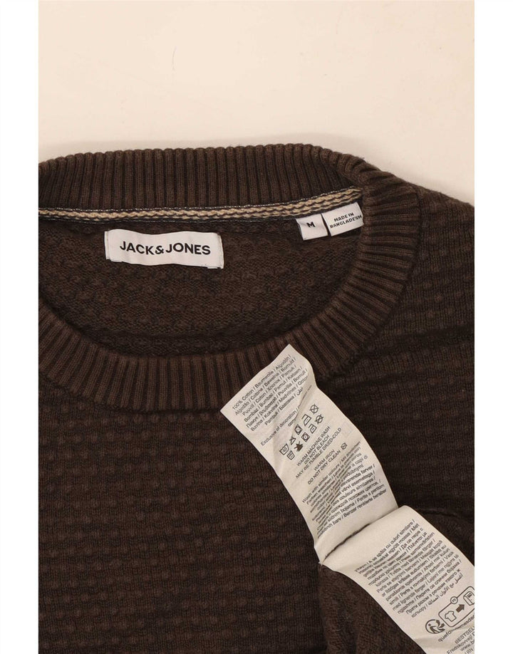 Мужской джемпер с круглым вырезом Jack & Jones, хлопковый свитер среднего коричневого цвета