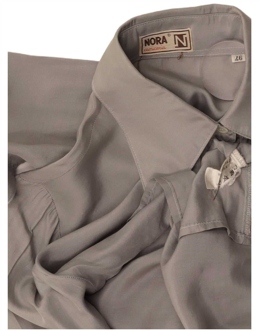 Женская рубашка-блузка VINTAGE UK 12, средний серый шелк