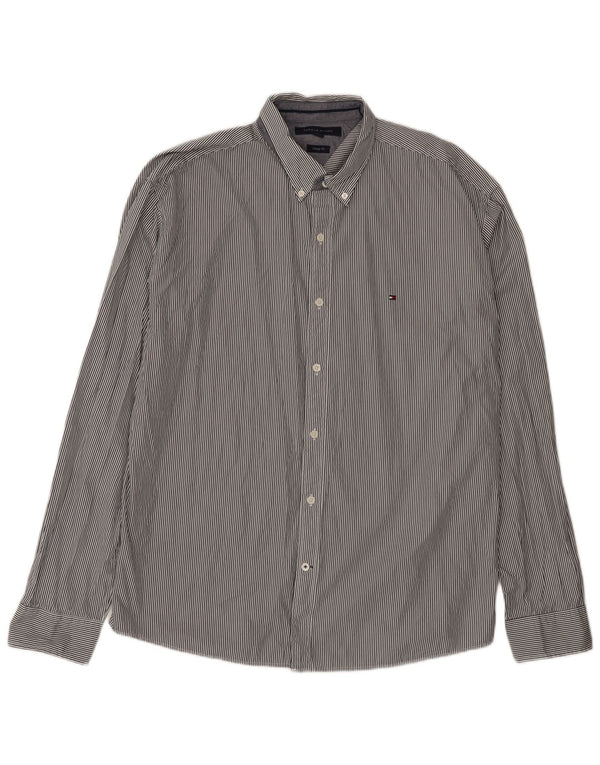Tommy Hilfiger Мужская рубашка винтажного кроя 2XL Темно-синяя хлопковая полоска