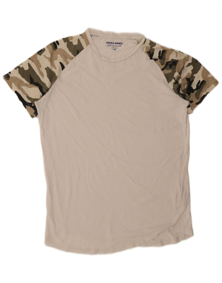 JACK & JONES Мужская футболка Топ среднего размера, белый камуфляжный хлопок