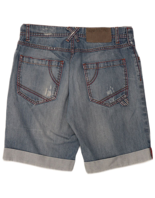 Benetton Womens Distressed Loose Fit Denim Shorts W30 Medium Blue