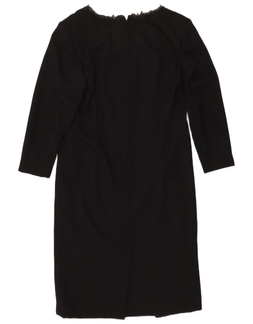 ВИНТАЖНОЕ женское платье-футляр с длинным рукавом UK 14, большое черное