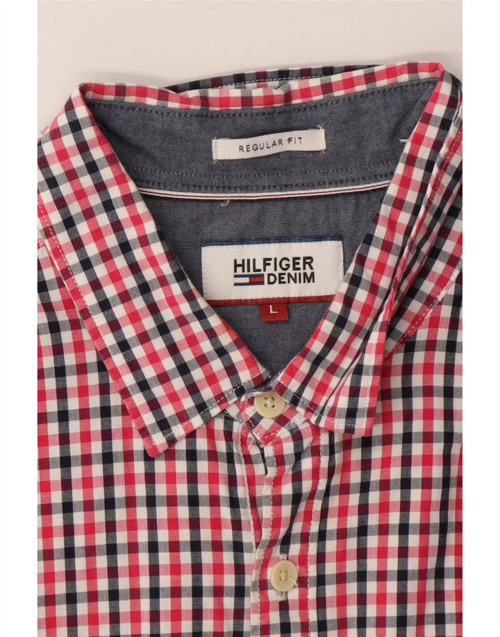 TOMMY HILFIGER Мужская рубашка стандартного кроя с коротким рукавом, большая красная клетка