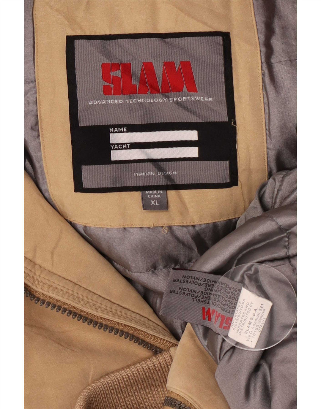 Мужская ветровка-бомбер Slam с капюшоном UK 42 XL, бежевый полиэстер
