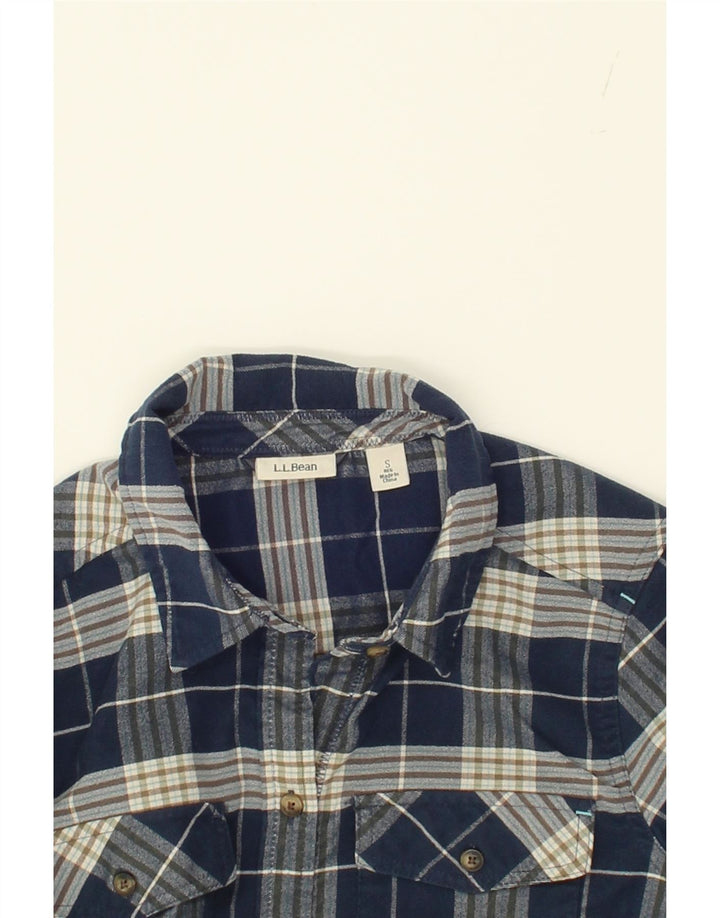L.L.BEAN Womens Flannel Shirt UK 8 SmalL Navy Blue Check Polyester Vintage L.L.Bean and Second-Hand L.L.Bean from Messina Hembry 