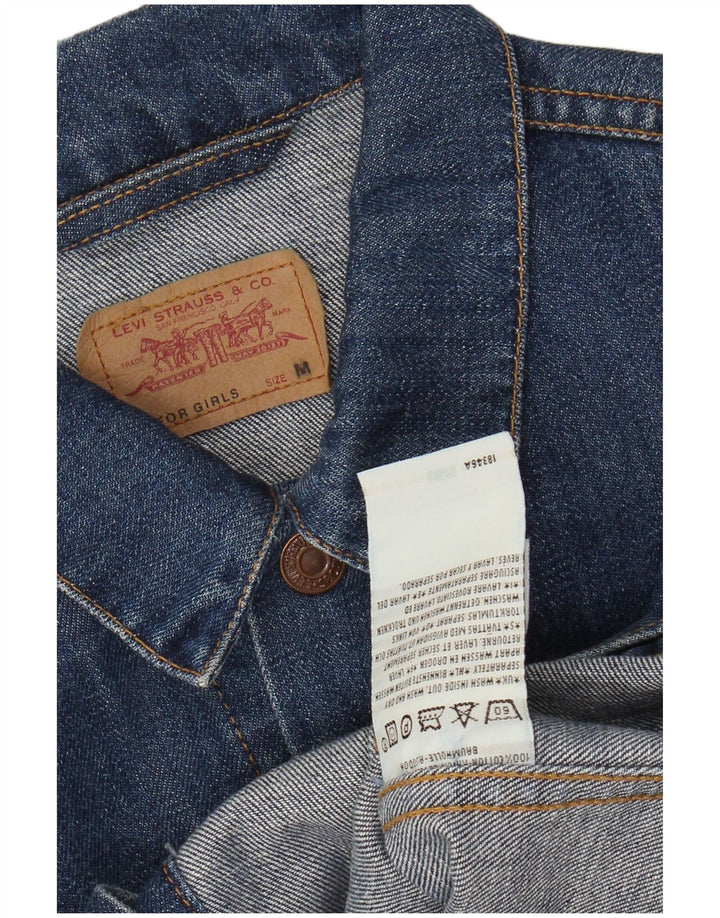 Джинсовая куртка LEVI'S для девочек 10-11 лет, средний цвет, синяя, хлопок