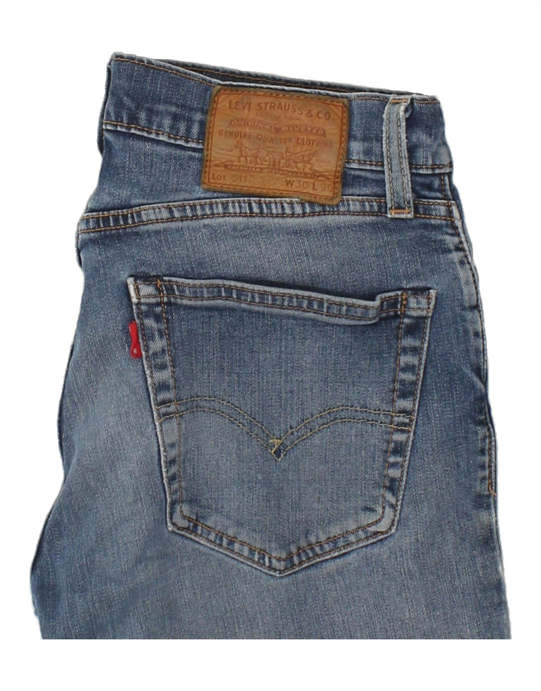 LEVI'S Womens 511 Distressed Straight Jeans W30 L30 Blue Cotton Vintage Levi's and Second-Hand Levi's from Messina Hembry 
